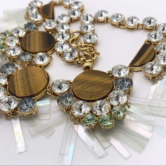 J. Crew Jeweled Tigers Eye Fringe Necklace - Picture 3 of 4
